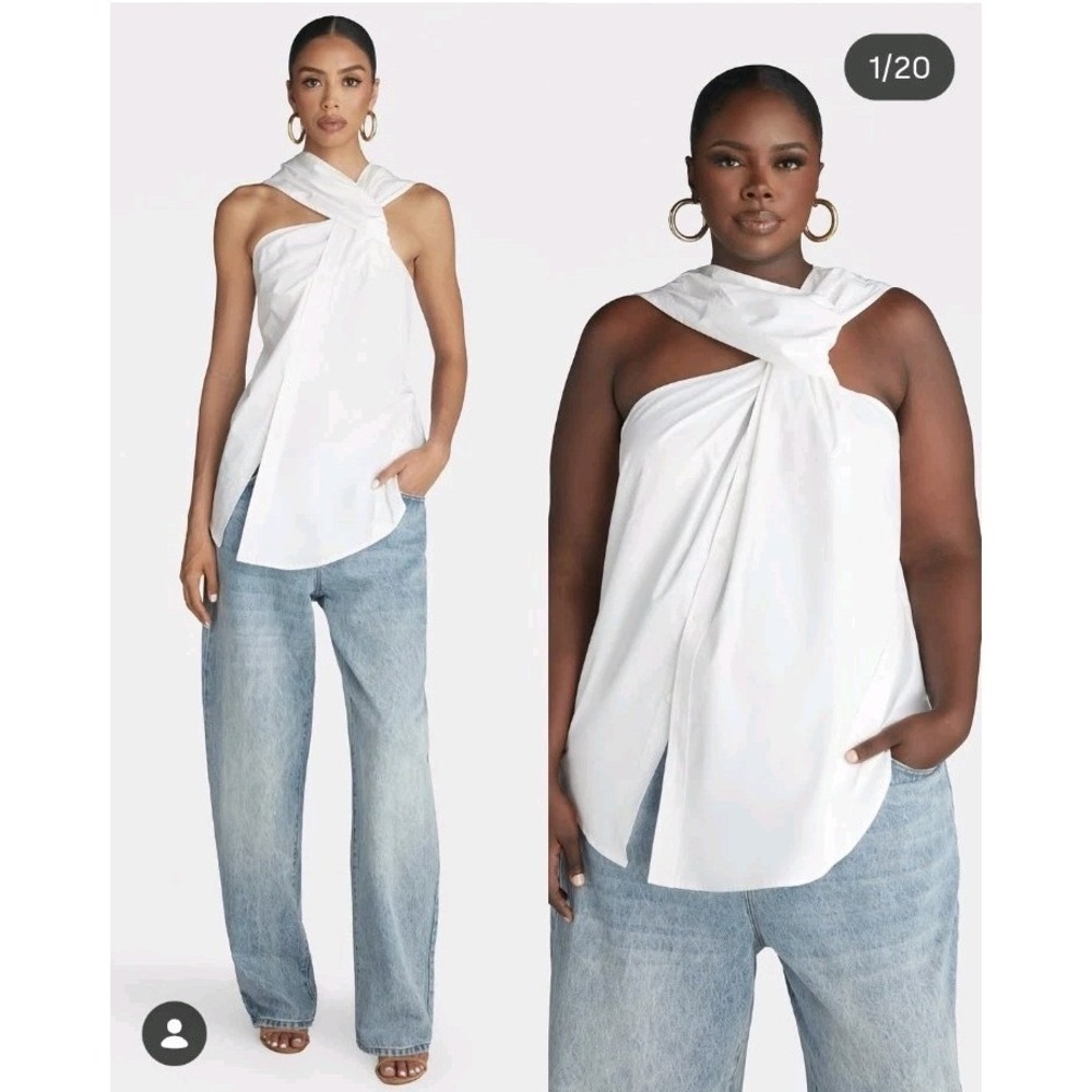 KBB by Kahlana White The Twist Neck Sleeveless Minimalist Tunic Shirt Size XL